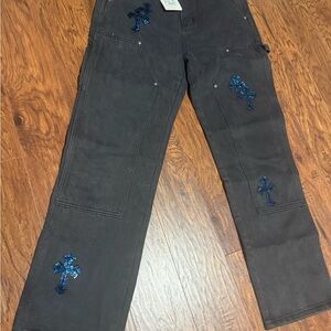 Chrome Hearts jeans with Blue Cross Accents
